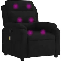 Syfax Sillón de masaje reclinable de terciopelo negro