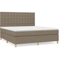 Syfax Cama box spring con colchón tela gris taupe 180x200 cm
