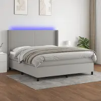 Prolenta Maison Exclusive - Base de cama con somier, colchón y luz LED, color gris claro, 160x200 cm, tejido