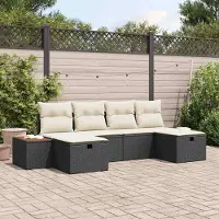 Prolenta Maison Exclusive - Juego de sofá de jardín de 6 piezas, color negro, fabricado en ratán sintético