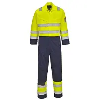 Portwest MV28, mono de trabajo de alta visibilidad MODAFLAME, color amarillo/azul marino, talla XXL