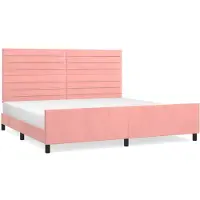 Syfax Estructura cama sin colchón terciopelo rosa 200x200 cm