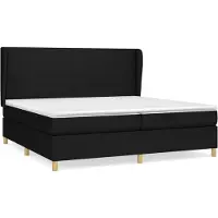 Syfax Cama box spring con colchón tela negro 200x200 cm