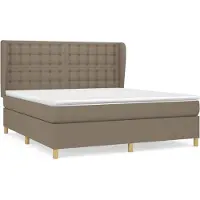 Syfax Cama box spring con colchón tela gris taupe 160x200 cm