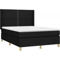 Syfax Cama box spring con colchón tela negro 140x190 cm