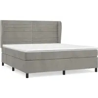 Syfax Cama box spring con colchón terciopelo gris claro 160x200 cm