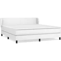 Syfax Cama box spring con colchón cuero sintético blanco 160x200 cm