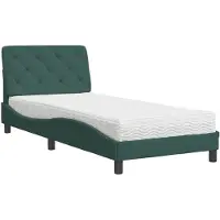Syfax Cama con colchón terciopelo verde oscuro 80x200 cm