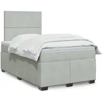 Prolenta Maison Exclusive - Base de cama con somier y colchón, color gris claro, 120x190 cm, tapizada en terciopelo