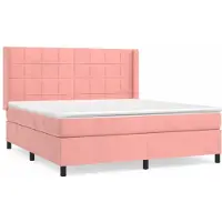 Syfax Cama box spring con colchón terciopelo rosa 160x200 cm