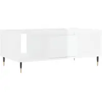 Syfax Mesa de centro madera contrachapada blanco brillo 90x50x36,5 cm