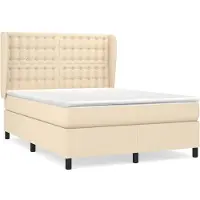 vidaXL Cama con somier y colchón de color crema, 140x200 cm, tapizada en tela