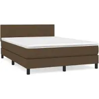 Syfax Cama box spring con colchón tela marrón oscuro 140x200 cm