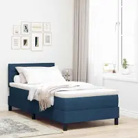 Prolenta Cama con somier y cabecero, modelo "Exclusive", color azul, dimensiones 90 x 200 cm, tapizada en tela