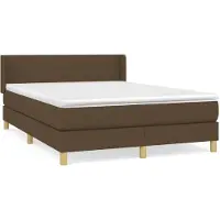 Syfax Cama box spring con colchón tela marrón oscuro 140x190 cm