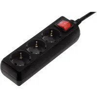 Hama 00030392: Regleta de enchufes de 3 tomas con interruptor, 1,4 metros, color negro
