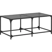 Syfax Mesa de centro superficie de vidrio acero negra 98,5x50x40 cm