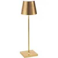 Zafferano Lámpara de mesa LED Poldina Pro Gold Leaf, recargable y regulable, con una autonomía de hasta 12 horas.