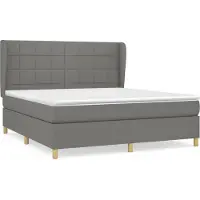Syfax Cama box spring con colchón tela gris oscuro 160x200 cm