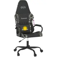 vidaXL Silla de juego con función de masaje, color negro, estampado camuflaje, tapizada en cuero sintético