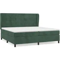 Syfax Base de cama con somier, color verde oscuro, 200x200 cm, tapizada en terciopelo