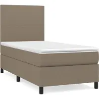 Syfax Cama box spring con colchón tela gris taupe 100x200 cm