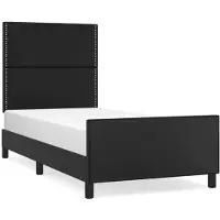 Syfax Estructura de cama sin colchón cuero sintético negro 90x200 cm