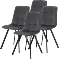 En.casa Juego de 4 sillas de comedor "Lexnitz", con patas cuadradas y color gris oscuro