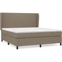 Syfax Cama box spring con colchón tela gris taupe 180x200 cm