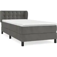 Syfax Cama box spring con colchón terciopelo gris oscuro 100x200 cm