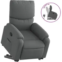 Syfax Sillón reclinable elevable de tela gris oscuro