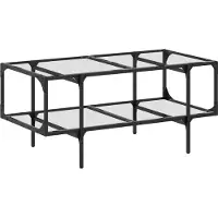 Syfax Mesa de centro superficie de vidrio acero 98,5x50x45 cm