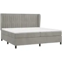Syfax Cama box spring con colchón terciopelo gris claro 200x200 cm