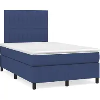 Syfax Cama box spring con colchón tela azul 120x200 cm