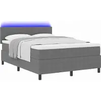 Syfax Cama Box Spring LED Gris claro y . 140 x 190 cm Tela de Pana