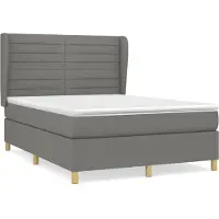 Syfax Cama box spring con colchón tela gris oscuro 140x190 cm