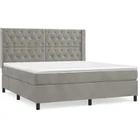 Syfax Cama box spring con colchón terciopelo gris claro 160x200 cm