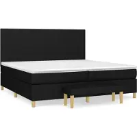Syfax Cama box spring con colchón tela negro 200x200 cm