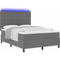 Syfax Cama con somier de muelles y cabecero con iluminación LED, en color gris claro y blanco, de 160 x 200 cm