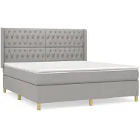 Syfax Cama box spring con colchón tela gris claro 180x200 cm