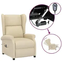 Syfax Sillón reclinable eléctrico, color crema, tapizado en tela