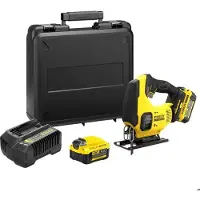 Stanley Sierra de calar inalámbrica, 18V FATMAX V20 SFMCS600M2K-QW, con un diámetro de corte de 19 mm, 2 baterías de 4Ah + cargador de 2A