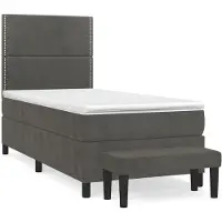 Syfax Cama box spring con colchón terciopelo gris oscuro 80x200 cm