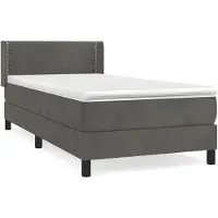 Syfax Cama box spring con colchón terciopelo gris oscuro 100x200 cm