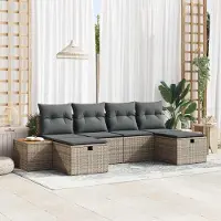 Prolenta Maison Exclusive - Juego de sofá de jardín de 6 piezas, color gris, fabricado en ratán sintético