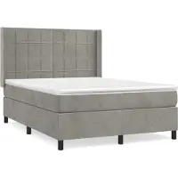 Syfax Cama box spring con colchón terciopelo gris claro 140x190 cm