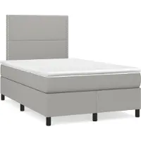 Prolenta Maison Exclusive: Base de cama con somier y colchón, color gris claro, 120x190 cm, tapizado en tela