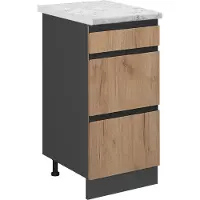 Vicco Mueble bajo de cocina R-Line Roble dorado 40 cm J-Shape ET Mármol, Model 45789