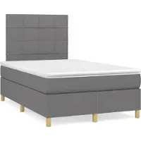 Syfax Cama box spring con colchón tela gris oscuro 120x200 cm