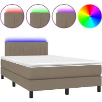 Syfax Cama box spring con colchón y LED tela gris taupe 120x200 cm